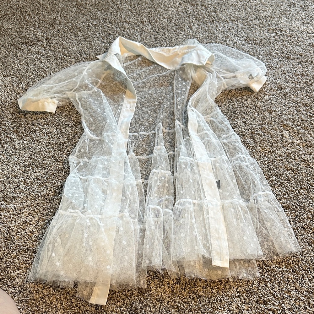 Sheer White Polka Dot Dress